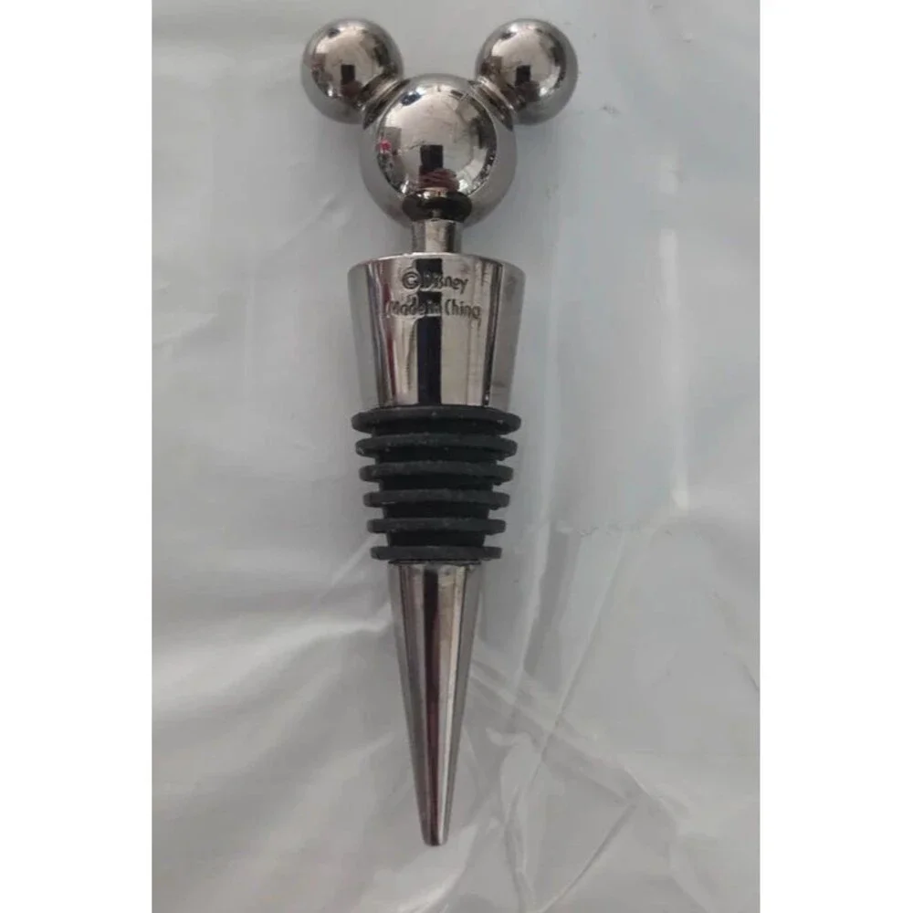 Disney Mickey Mouse Head Wine Bottle Stopper Silver Chrome Barware